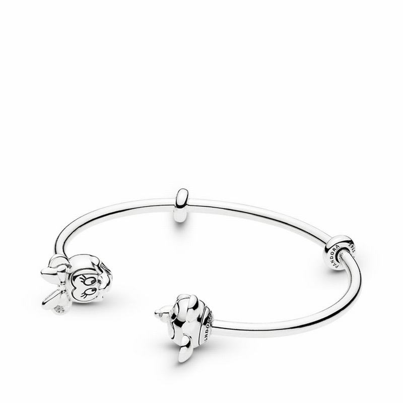 Pandora Australia Disney, Mickey & Minnie Open Bangle Bracelet - Sterling Silver | WEBFUH197